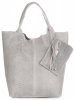 Kožené kabelka shopper bag Genuine Leather světle šedá 777